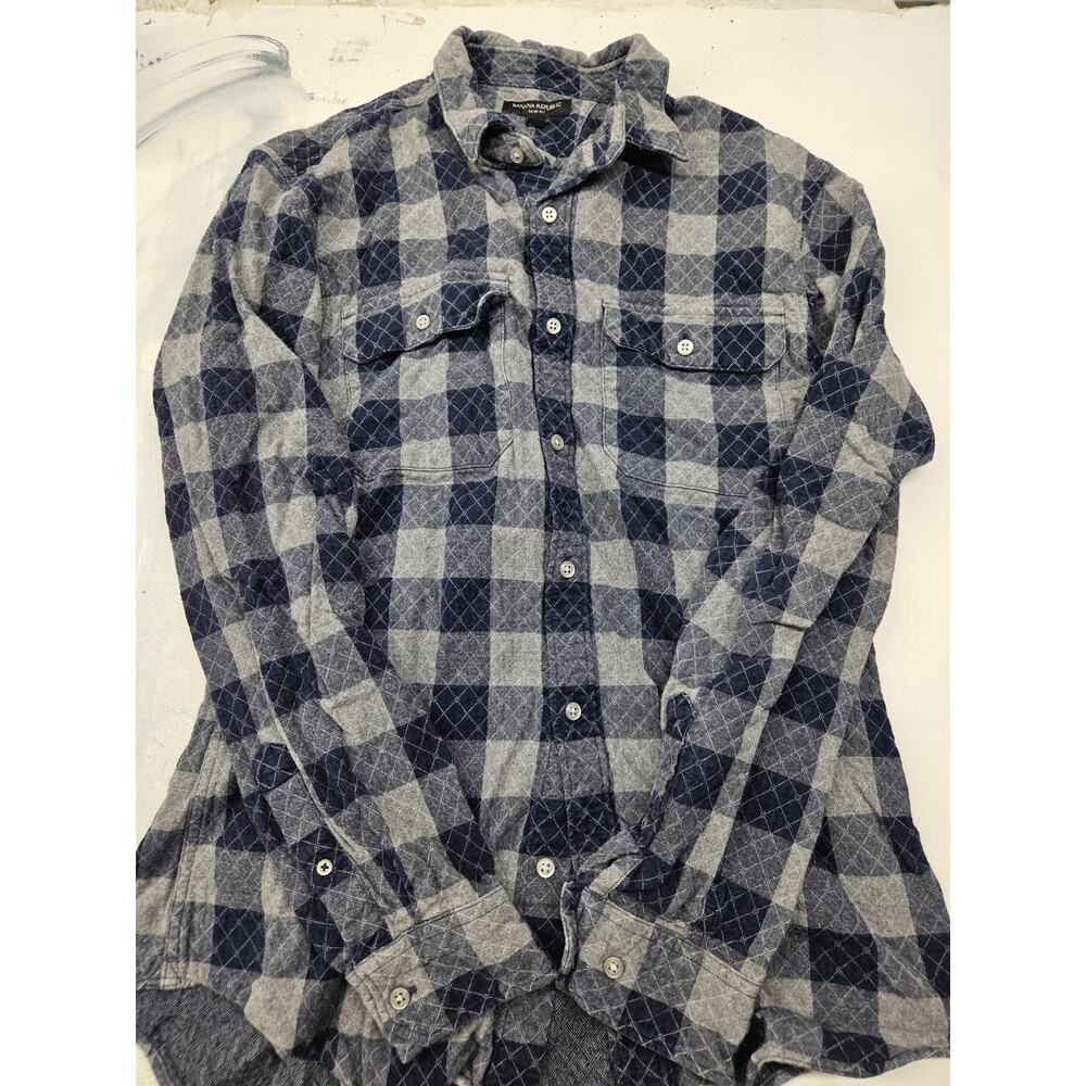Banana Republic Shirt Men's Size Medium Flannel Slim Fit Button Up Plaid Cotton